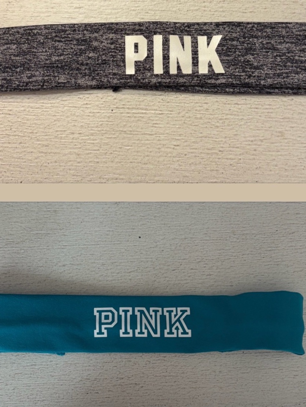 Victoria’s Secret PINK Headband Set of 2. Teal and Gray Colors. Like New